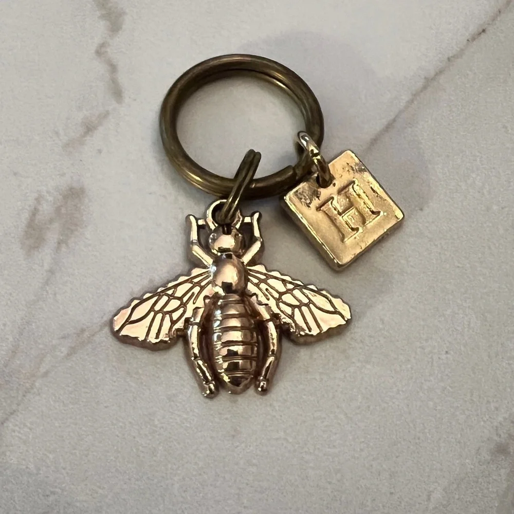 Gold Bee and Initial Charm